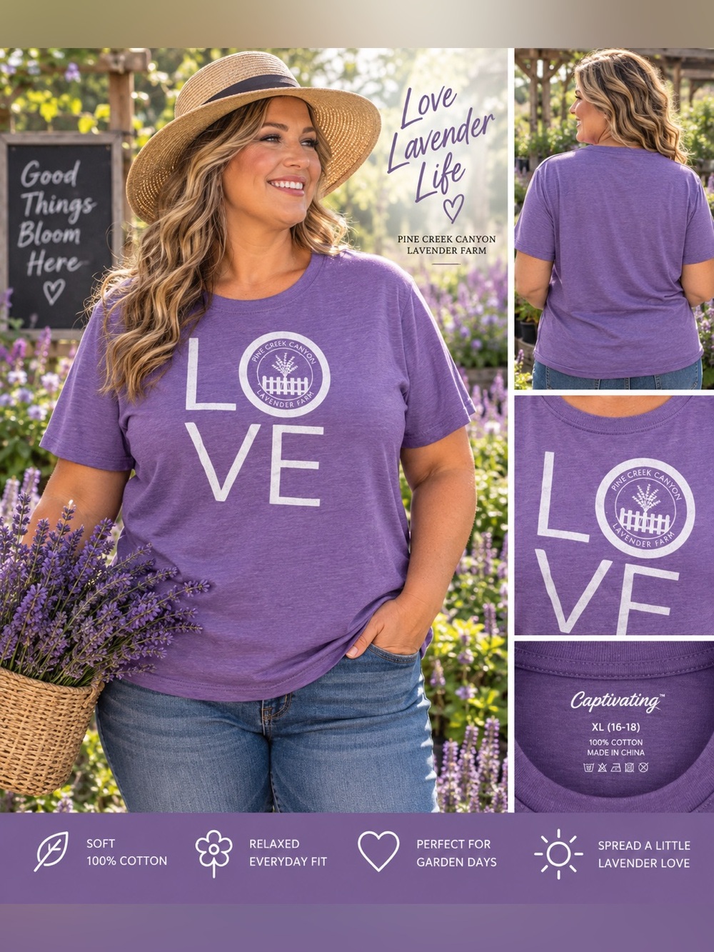 Pine Creek Canyon Lavender LOVE Tee - Purple Women’s Short Sleeve